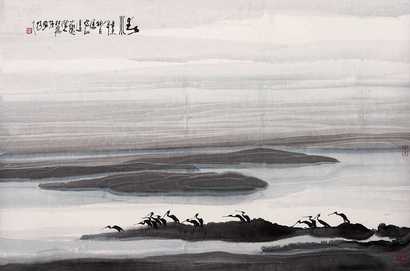 杜应强 春水 镜心